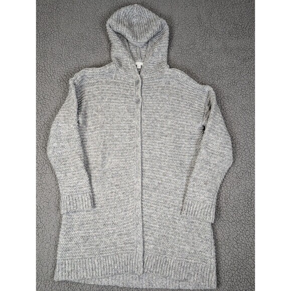 J. Jill Cardigan Sweater Coat Hooded Gray with Silver Sequins Women's Size Small - Picture 1 of 14